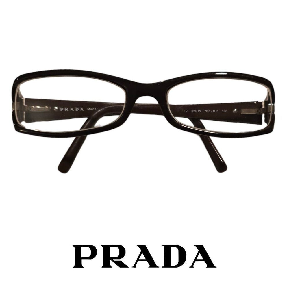 Prada VPR 13N Burgundy Rectangular Eyeglass Frames 52-19-130 Italy